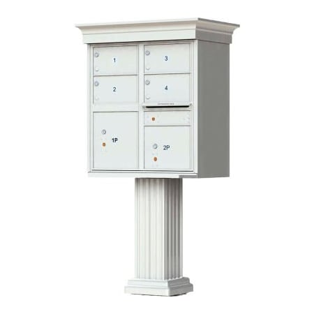 Florence Mfg Co Vital Cluster Box Unit w/Vogue Classic Accessories, 4 Mailboxes & 2 Parcel Lockers, Postal Grey 1570-4T5VPG